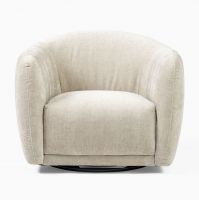 Yimi White Velvet Addie Swivel Armchair