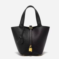 Large capacity fashion bucket bag leather tote female bag lychee pattern all-share handbag commuting simple bucket bag female for women