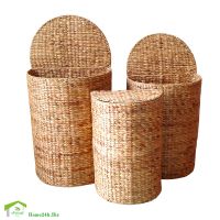 Laundry Hamper Natural Water Hyacinth Half Moon Set S/3