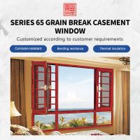 65 series imitation wood grain bridge cut flat window with three glass and two cavities