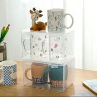 Household water cup desktop storage box dustproof mug storage box large capacity transparent water cup finishing box cup holder