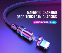 Vipfan Aluminum alloy 3in1 charger cable 3 in 1 540 rotation magnetic usb cable fast charging