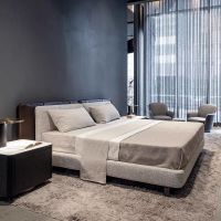 Luxury Modern Hotel Furniture Genuine Leather Hotel Bedroom Furniture Fabric Leather Bed Oem Factory Custom Made Bed Design