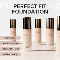 AGE 20's Perfect Fit - Liquid Base Makeup, 48 Hours, Lightweight, Seamless Coverage, Natural Matte Finish, Porcelain 01, 1.01 Fluid Oz