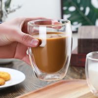 250ml 350ml 450ml Double Wall Glass Coffee Mug Glass Cups