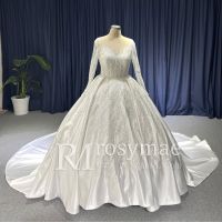 Fashion Long Sleeves v Neck Heavy beaded Bridal Gown Wedding Dresses