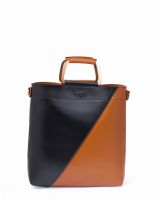 CLASSIO BLACK+BROWN DOUBLE HANDLE BAG