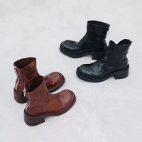 Customized Logo Made With Luxury High Quality Leather And Zipper Up Rubber Sole Woman Ankle Boots