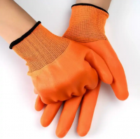 13 Gauge Orange Polyester PVC Gloves