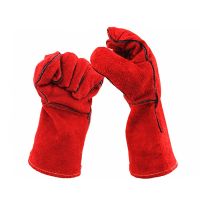 Red Welding Glove Cowhide Split Long