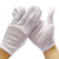 Anti-static double-sided striped gloves, dust-free electronics factory, anti-slip five-finger wear-resistant gloves, labor protection
