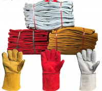 Long tig welder glove grey yellow red black blue green cow split leather welding safety en 388 for construction From China