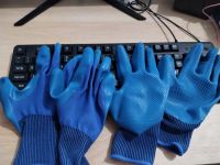 Blue Waterproof Gloveswith Blsckfine Wrinkes 12pairs