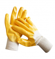 Gloves Oil Resistant Wear-resistant Ribbed Half Dip Hanging Rubber Flannel Labor protection Gloves Wholesale From China
