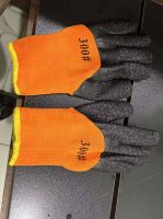 Polycotton Liner Latex Coated Crinkle Winter Working Non Slip Orange Protection Safety Work Heavy Duty Construction Gloves From China