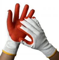 Cotton Knitted Gloves Red Latex Laminated
