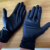 Diamond Patterned XL Nitrile Gloves Thick Durable Waterproof Oil Chemical Corrosion Resistant Powder Free Safety Gloves From China