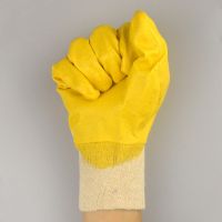 Cotton yarn yellow nitrile gloves, semi-rubber labor protection, knitted with threaded joints, flexible, wear-resistant, oil-resistant and anti-slip