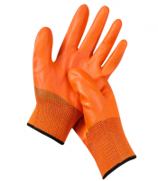 13 Gauge Orange Polyester PVC Gloves