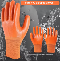 Cheap Price String Knit Orange Latex Dipped Safety Work Nature Pvc Coated Gloves