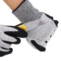 CE certified A5 grade cut-resistant gloves with nitrile sandblasted coating, anti-slip and cut-resistant gloves