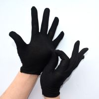 Pure cotton black gloves, thickened cultural play etiquette work gloves, anti-slip and breathable labor protection cotton gloves, wear-resistant
