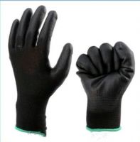 High Quality  EN388 Work Gloves 13 Gauge Nylon Dipped Black PU Knitted Polyurethane Protective Polyester PPE Construction From China