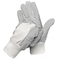 High Quality Dotted Cotton Canvas Agricultra Garden Work Glove With PVC Dots and Knit Wrist