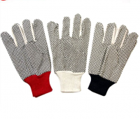 Black PVC Doted Cotton Gloves With