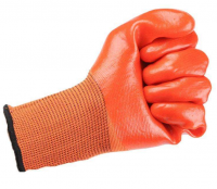 Factory Customized Comfortable Anti-Slip Orange Nitrile Coated Gloves Safety Work Protective with Anti-Static Feature