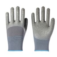 13-strand Grey Nylon Thread Breathable Latex Wrinkled Wear-resistant Anti-slip Breathable Safety Protective Gloves