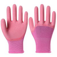 13-pinch pink nylon latex foam gloves, durable and slip-resistant, suitable for construction site labor protection, breathable