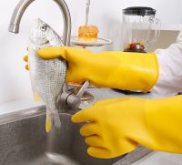 Household waterproof cleaning gloves - suitable for kitchen dishwashing - made of rubber and durable, providing protective latex coverage