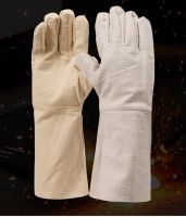 Customized wear-resistant thickened breathable repair electric welder protection 24-line extended double-layer canvas gloves