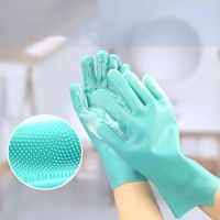 Kitchen silicone scrub brush gloves for washing dishes, water-resistant and oil-resistant, suitable for household cleaning From China
