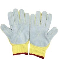 Palm-side anti-cut leather gloves,anti-stab and anti-puncture,wear-resistant,heat-insulating glove specially for glass factories