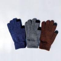 Custom-made Cross-border Knitted Woolen Touchscreen Warm Gloves for Men, Winter Gift Winter and Autumn Thermal Finger Gloves