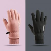 Down fleece winter cold-proof and warm-up gloves for both men and women, stylish and simple design, suitable for outdoor cycling