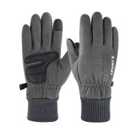 Anti-slip driving gloves, winter cold protection and warmth retaining fleece gloves, two-finger touchscreen, thickened fabric