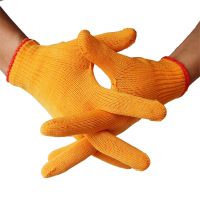Nylon Anti-slip Gloves, Anti-static Labor protection Gloves, Yellow and White Nylon Gloves, Thick and Wear-resistant Work Gloves