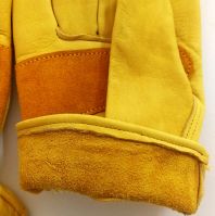 Cross-border Gold-colored Raw Cowhide Protective Gloves Wear-resistant Work Gloves Labor protection Gloves Wholesale From China