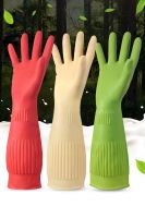 Kitchen dishwashing and cleaning rubber gloves - extended and warm - latex waterproof cleaning gloves for household protection