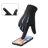 Touchscreen warm gloves for outdoor sports and cycling in autumn and winter, windproof and water-resistant gloves