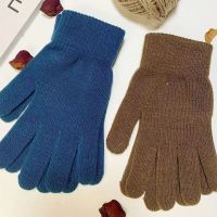 Winter warm knitted gloves made of acrylic pure color gloves for students' outdoor activities to protect against the cold From China