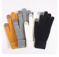Thick and warm anti-freezing gloves with touchscreen knitted jacquard for cycling, double-layer anti-freezing gloves