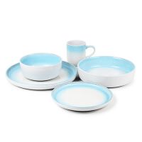 Morden Sky Blue Reactive Glaze Dinner Set 16pcs