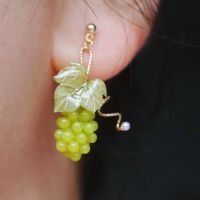 Livianla Jewelry Handmade Resin Grape Mismatched Earrings