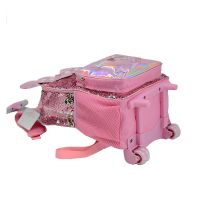 Fashion kids Trolley School Bags backpack with Wheels two side sequin