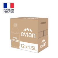 Evian Mineral Water No-Return PET 158203 FRANCE carton @ 12 bottles x 1, 5 litre