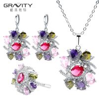 Custom personalized high quality cheap beautiful elegant white gold women costume matching jewelry set for women